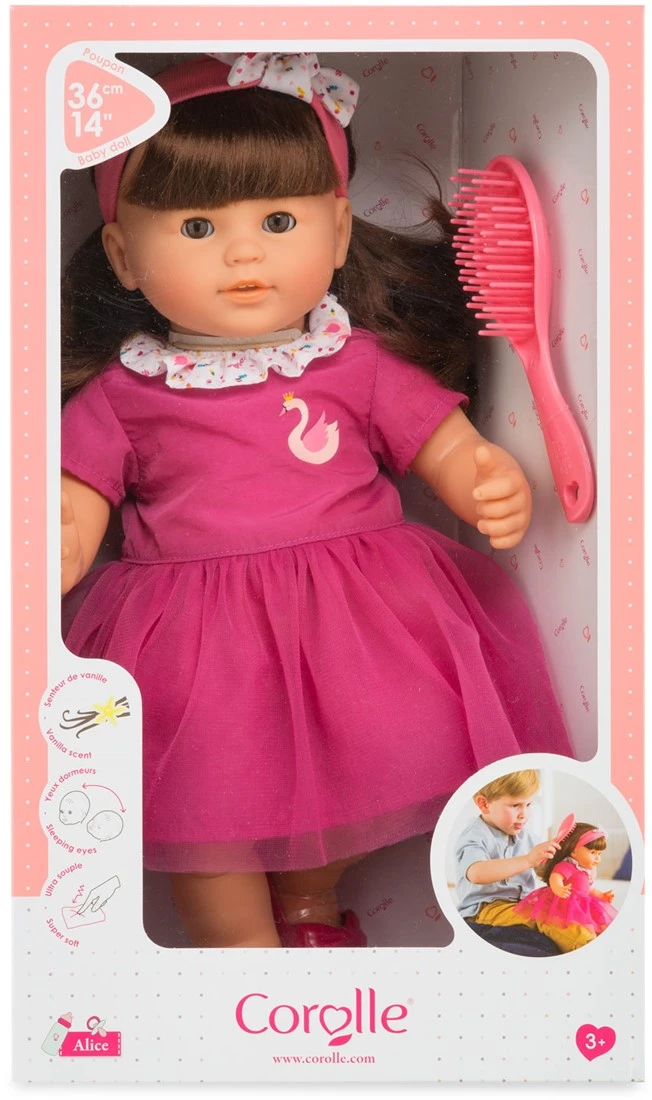 Corolle 9000130220 Mon Grand Poupon Alice In Brünett 36cm / Französische Puppe Mit Charme Und Vanilleduft, Rosa – Bild 2
