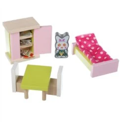 Cubika Puppenhausmöbel Aus Holz- Schlafzimmer