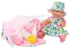 Götz 1953139 Sleepy Aquini Mädchen Puppe - Blooms - 33 Cm Große Badepuppe Mit Blauen Schlafaugen, Ohne Haare In 12-teiligem Set