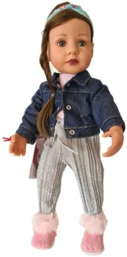 Götz 2011018 Little Kidz Grete Puppe - 36 Cm Große Multigelenk-Stehpuppe Mit Braunen Haaren Und Steingrauen Augen - 7-teiliges Set