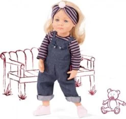Götz 2011019 Little Kidz Lotta Puppe - 36 Cm Große Multigelenk-Stehpuppe Mit Blonden Haaren Und Blauen Augen - 6-teiliges Set