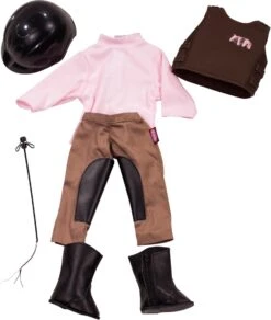 Götz 3401553 Kombination Reitspaß - Reiter Outfit Puppenbekleidung Gr. XL - 7-teiliges Bekleidungs- Und Zubehörset Für Stehpuppen 45 - 50 Cm