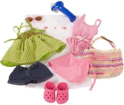 Götz 3401754 Kombination Sommerspaß - Puppenbekleidung Gr. XL - 10-teiliges Bekleidungs- Und Zubehörset Für Stehpuppen Mit Einer Größe Von 45 - 50 Cm