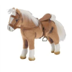 Götz 3401926 Haflinger Fritz Pferde-Puppe (Stockmaß 27 Cm) - 33 Cm Hohes, Biegsames Plüschpferd Für Stehpuppen - Mit Sattel, Zaumzeug Und Picknickdecke