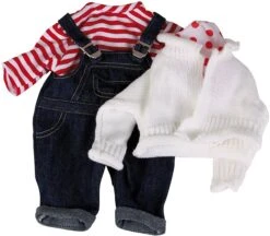 Götz 3401999 Babypuppen Latzhosen Set - Matrose Puppenbekleidung Gr. M - 4-teiliges Bekleidungs- Und Zubehörset Für Babypuppen Von 42 - 46 Cm
