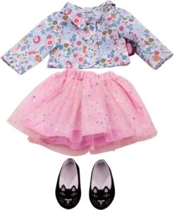 Götz 3402676 Kombi Glitzerblume - 4-teiliges Bekleidungsset Gr. XL Für Stehpuppen Mit Einer Größe Von 45 - 50 Cm