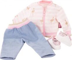 Götz 3403035 Kombination Golden Flamingo - Puppenbekleidung Gr. XL - 4-teiliges Bekleidungs- Und Zubehörset Für Stehpuppen 45 - 50 Cm