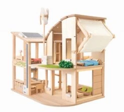 Plan Toys PlanToys Holzspielzeug Grünes Puppenhaus Mit Möbeln